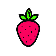 strawberry icon. flat red strawberries