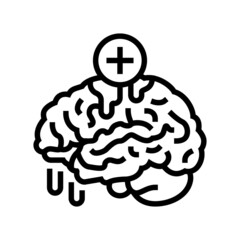brain bleed stoppage line icon vector. brain bleed stoppage sign. isolated contour symbol black illustration