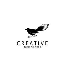 minimalistic bird logo silhouette, vector illustration on a white background,