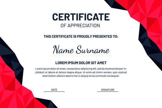 Certificate of appreciation award template for deploma achievement