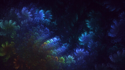 3D rendering abstract blue fractal light background