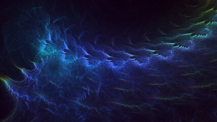 Fototapeta na wymiar 3D rendering abstract blue fractal light background