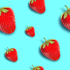 Ripe, juicy strawberries on a bright background. Seamless background.