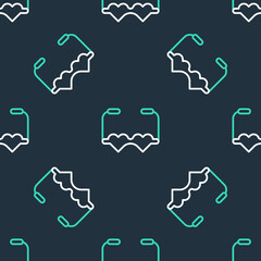 Line Heart shaped love glasses icon isolated seamless pattern on black background. Suitable for Valentine day card design. Vector