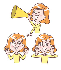 女性　応援　呼び込み　セット