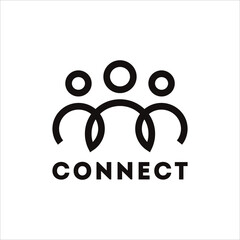 Connect Logo Design Template. Connecting Human Illustration.