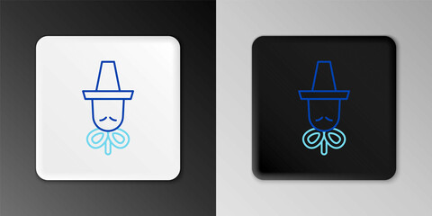 Line Traditional korean hat icon isolated on grey background. Colorful outline concept. Vector