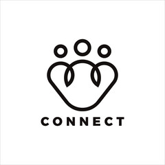 Connect Logo Design Template. 3 Human Icon.