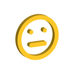 yellow neutral emotion smile 3d isometric stroke vector icon