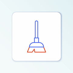 Line Handle broom icon isolated on white background. Cleaning service concept. Colorful outline concept. Vector