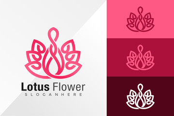 Lotus Flower Logo Design Vector illustration template