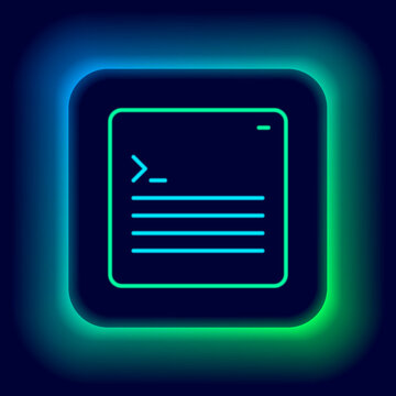 Glowing neon line Software, web developer programming code icon isolated on black background. Javascript computer script random parts of program code. Colorful outline concept. Vector