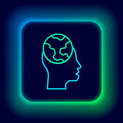 Glowing neon line Learning foreign languages icon isolated on black background. Translation, language interpreter and communication. Colorful outline concept. Vector