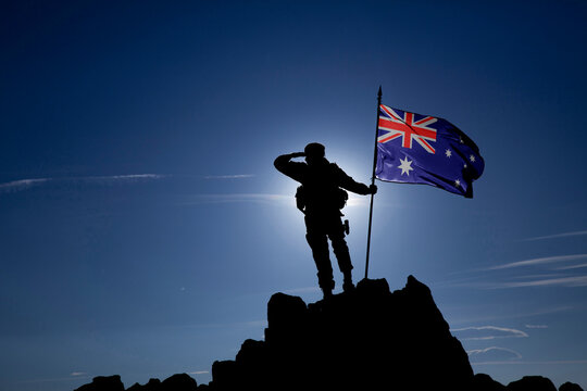 Soldier with the Australian flag