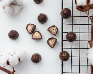 chocolate candies in a box
