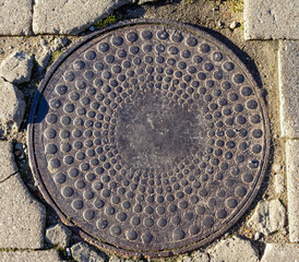 sewer cover view from above