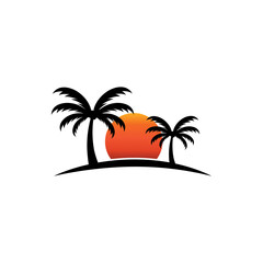 Palm tree summer logo template