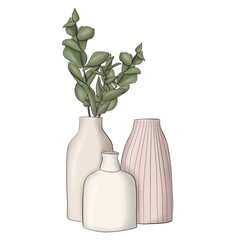 Vase For Plants Isolated Hand Drawn Illustration	