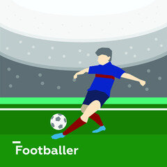 Obraz premium soccer player with ball on grass