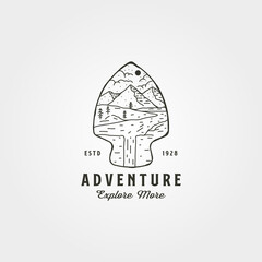 adventure outdoor logo vector in the spear symbol illustration design