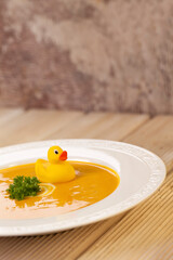 Rustic Pumpkin Soup With Duck