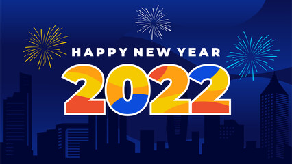 Happy New Year 2022 vector illustration. Graphic design for the decoration of gift certificates, banners and flyer
