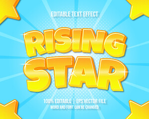 Editable text effect - Rising Star comic cartoon style Vector