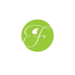 initials f logo vector template leaves