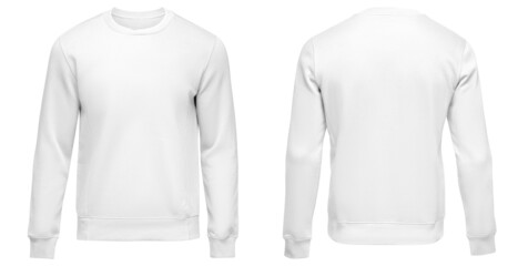 White sweatshirt template. Pullover blank with long sleeve, mockup for design and print. Sweatshirt...