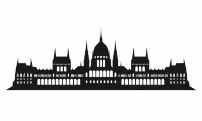 Budapest parliament silhouette. Vector illustration