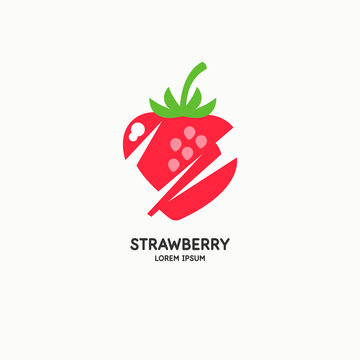 Illustration of a strawberry in a flat style. Isolated image on a light background. Vector icon.