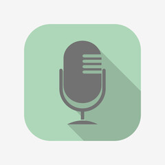 Microphone flat icon. Podcast mic symbol. Karaoke, broadcasting sign. Usage for websites and mobile apps.