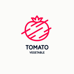 Illustration of a tomato in a flat style. Isolated image on a light background. Vector icon.