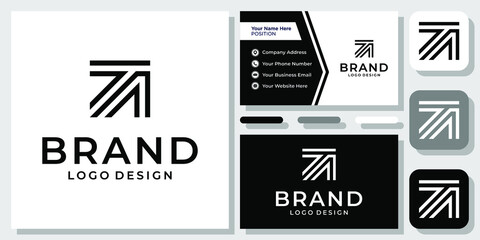 Initials Letters TA AT Square Outline Monogram Modern Icon Logo Design with Business Card Template