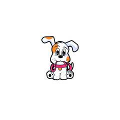 Fototapeta premium Cute illustration of sitting dog biting a strep