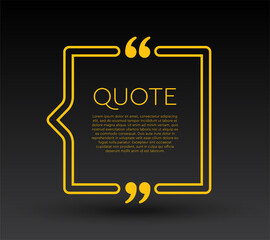 Quote speech bubble, text in brackets, frame