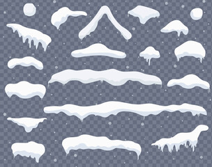Snow Caps Snowballs And Drifts , Vector Illustration
