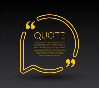 Quote speech bubble, text in brackets, frame