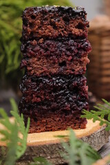 brownie with dark chocolate, food photography, sweet, christmas image