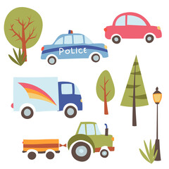 A set of cars. Flat vector illustration.