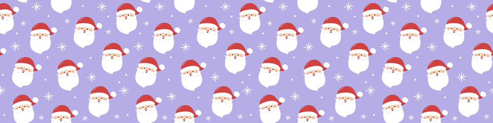 Obraz na płótnie Canvas Christmas pattern with funny Santa Claus. Panoramic header. Vector