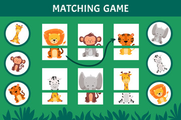 Matching game, education activity for children , assemble the pictures.