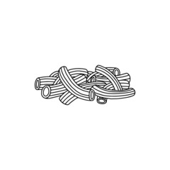 Fototapeta premium Italian pasta meal ingredient or ziti pipe macaroni vector illustration isolated.