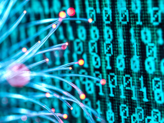 Fiber optics carrying computer virus attacking binary code