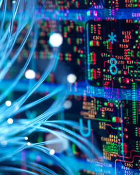 Fiber optics transferring data into circuit board