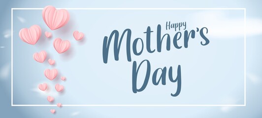 Valentine heart flying on blue background. Vector love postcard for Valentine's Day greeting card design.