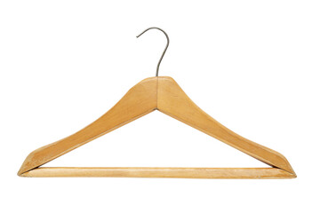 wooden clothes hanger isolated on white background