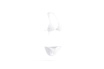Blank white woman bikini mock up, side view