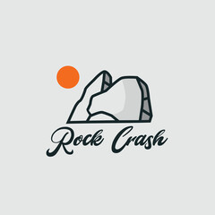 vector rock cliff with sunset minimalist simple logo Perfect for any brand and company 