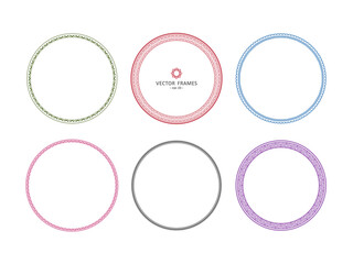 Set of round frames with floral and neutral ornaments. Decorative frames for your design on a white background. Vector illustration on white background.